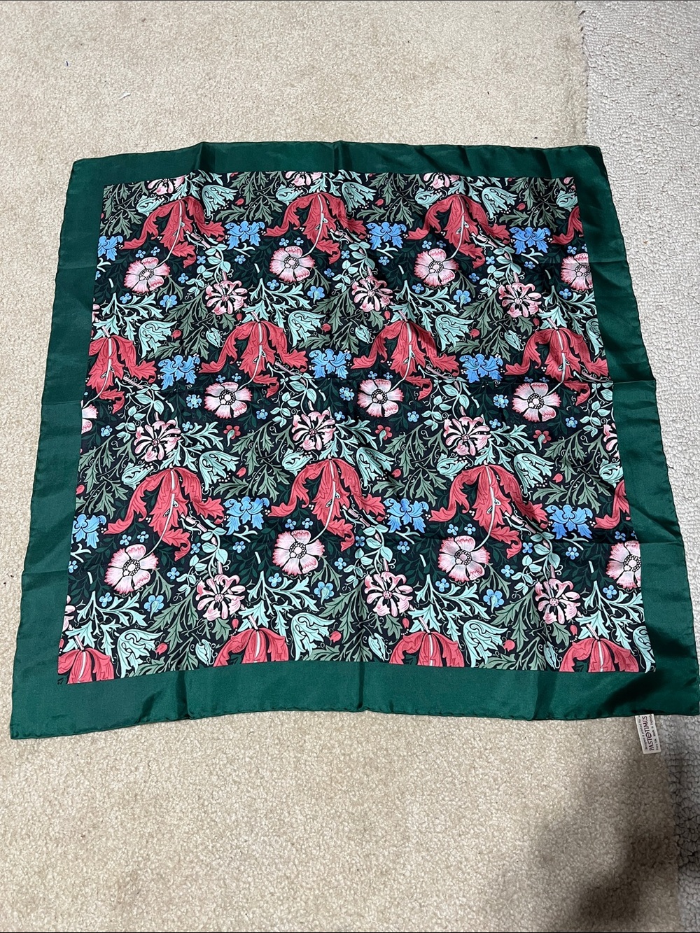 Vintage Past Times Pure Silk Floral Scarf Made in England 29” Square